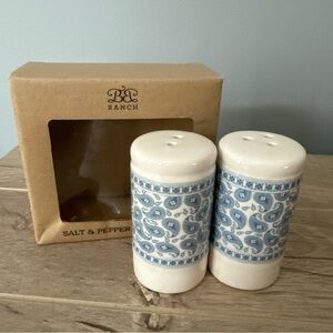 BOOT BARN Paisley Blue White Floral Western Salt Pepper Shakers NEW